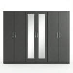 Slate Grey 5-Door Mirror Wardrobe