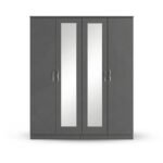 Graphite Grey 4-Door Mirror Wardrobe