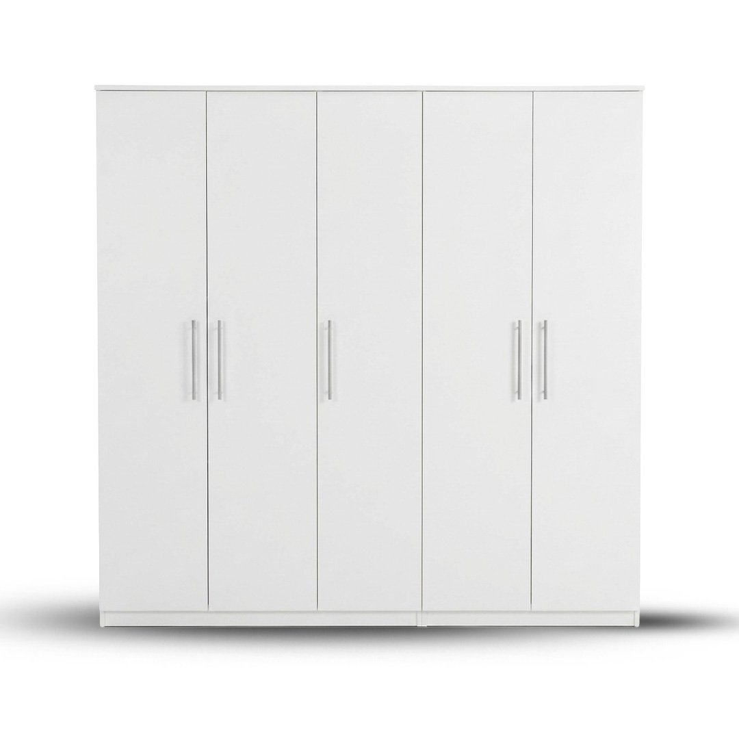 1 Pure White 5-Door Wardrobe - Image 1