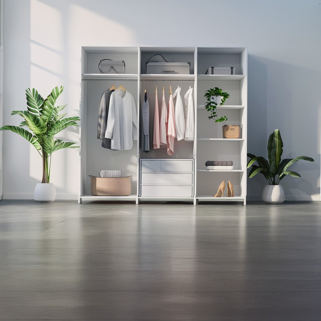 1 White Open Modular Wardrobe System - Image 1