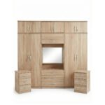 Natural Oak Finish Dressing Wardrobe Set with Drawer Units