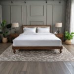 Classic Wooden Platform Bed with Upholstered Headboard