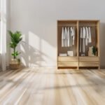 Natural Wood Open Wardrobe with Drawer Base