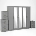 3-FULL MIRROR 5 DOOR WARDROBE SET (Assembled)