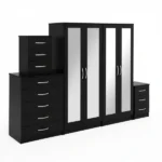 4-FULL MIRROR 4 DOOR WARDROBE SET (Assembled)