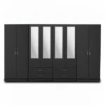 4-HALF MIRROR WITH 4-BOTTOM DRAWERS 8 DOOR WARDROBE (Assembled)