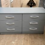 Modern 6 drawers long chest with 3 by 3 drawers