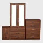 2-HALF MIRROR 2 DOOR WARDROBE SET (Assembled)