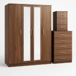 2-FULL CENTER MIRROR 4 DOOR WARDROBE SET (Assembled)
