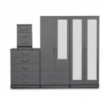 2-FULL, 1-HALF MIRROR 4 DOOR WARDROBE SET (Assembled)